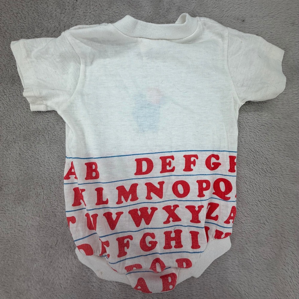 Vintage Sesame Street Cookie Monster Baby Bodysuit White Preowned Alphabet - Picture 4 of 6